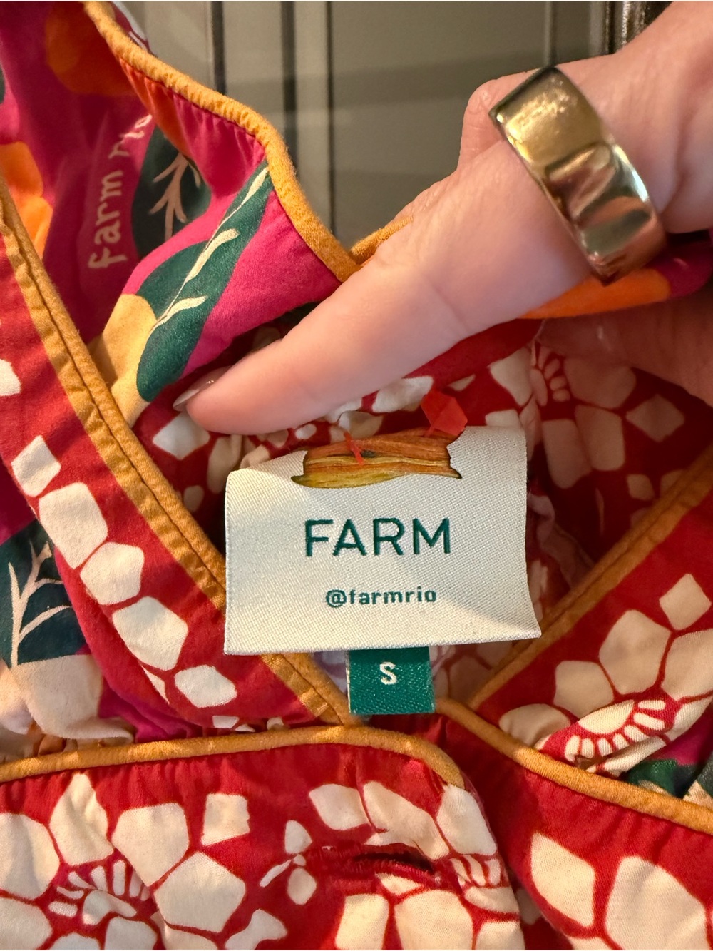 FARM Rio Pink Floral Midi Dress with Yellow & Orange Blooms - Picture 5 of 5